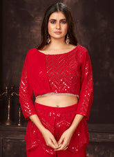 New Desire Trend of Sharara Suit in Red color